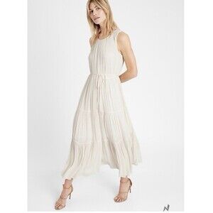 BR  NEW Tiered MIdi Maxi Dress White Size XS